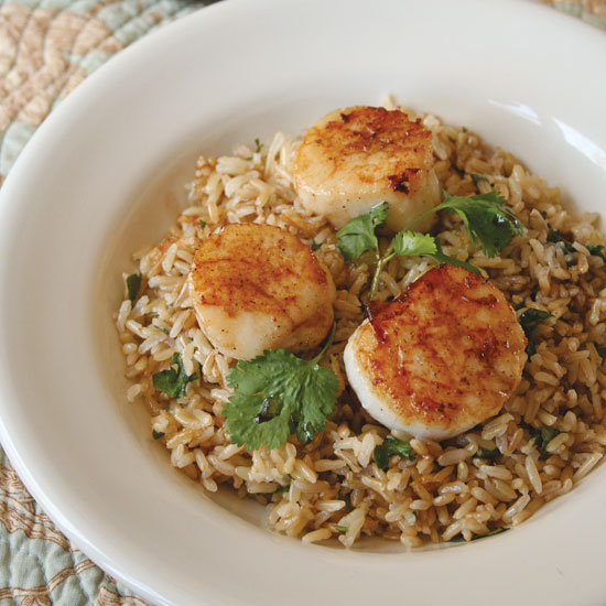 PanFried Scallops Recipe With Herbed Brown Rice Grit